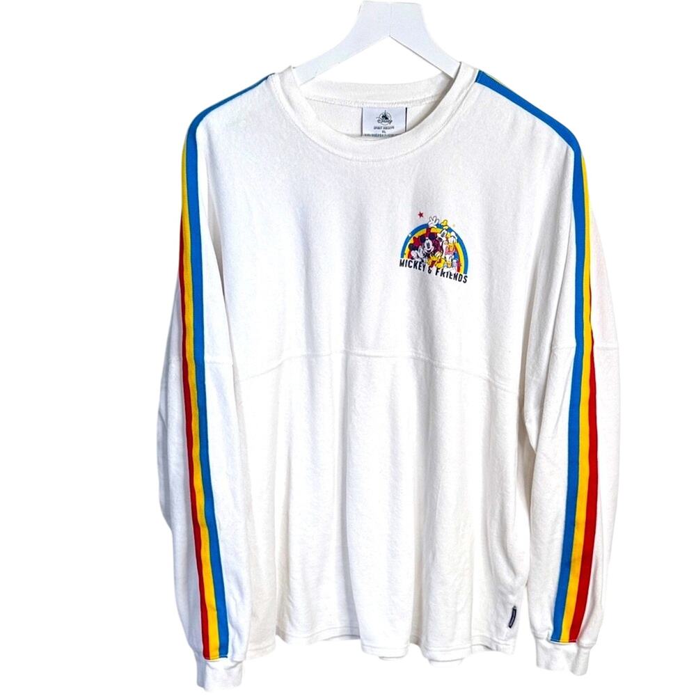 Disney Spirit Jersey Feeling Classic Rainbow Cast Striped Velour W1795 Sz XL